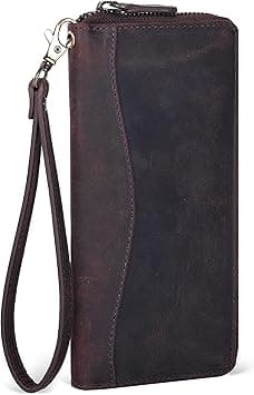 Brown Leather Wallet for Women - RFID Womens Wallet Clutch with 8 Credit Card Holder, Coin Pocket on Amazon.ae - Price Tracker