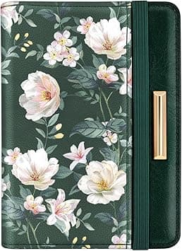 Passport Holder Cover Travel RFID Blocking Passport Cover Rose Gold Cute Flowers Passport Wallet with Elastic Band for Women, Alpine Green on Amazon.ae - Price Tracker