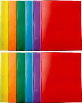 AmazonBasics Heavy Duty Plastic Folders with 2 Pockets for Letter Size Paper, Pack of 12 - متتبع أسعار Amazon.sa