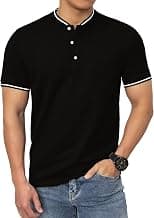 Men's Polo Shirts Casual Long Sleeve Cotton Pique Polo T Shirts Classic Collarless Golf Shirts for Men - Best Deal Finder