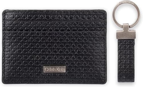 Calvin Klein Men's RFID CK Emboss Logo Card Case Wallet with Key Fob, Black on Amazon.ae - Price Tracker
