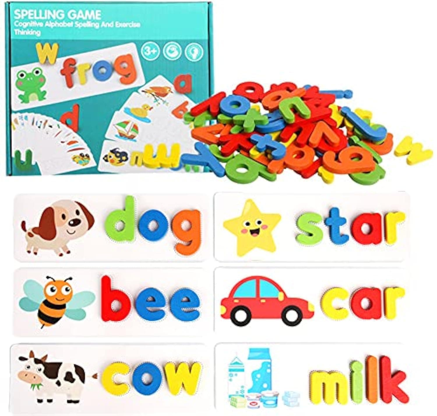 Toworld See and Spelling Learning Toy, Matching Letter Games Sight Word Flash Cards Montessori Wooden Educational Toys Gifts for Preschool Kindergarten Kids Boys Girls 3 4 5 Years Old on Amazon.ae - Price Tracker