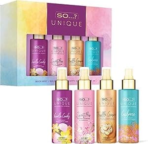So…? Unique Mini Mist Womens Gift Set with Vanilla Candy, Sweet Pea, Truffle Cream, & Cashmere, Body Mist Fragrance Spray Set (4 x 50ml.) - Amazon.ae Price Tracker