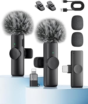 Wireless Microphone for iPhone iPad and Android Phone, 2 Pack Wireless Lavalier Lapel Mic with Noise Reduction, Plug and Play Mini Microphone for Video Recording Interview Podcast YouTube TikTok Vlog على Amazon.ae - متتبع الأسعار