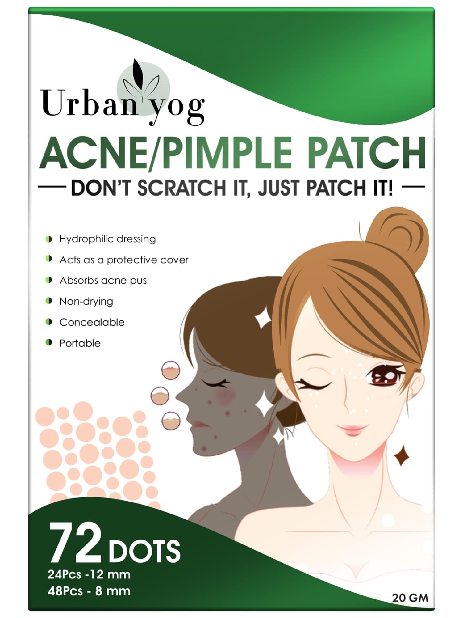 Urban yog Acne Pimple Patch - Invisible Facial Stickers cover with 100% Hydrocolloid, Pimple Patches for Face (72 Dots) on Amazon.ae - Price Tracker