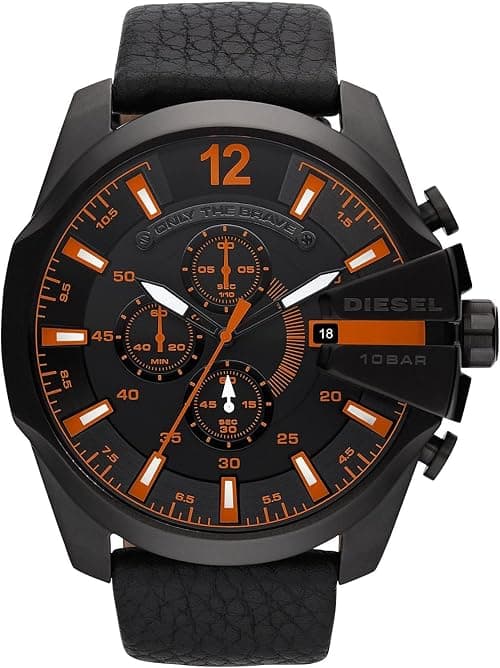 Diesel Dz4291'S Watch Quartz Chronograph Stopwatch-Black Leather Strap on Amazon.ae - Price Tracker