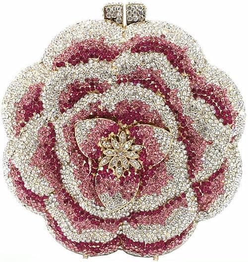 DJBM Vintage Women Floral Rhinestone Crystal Purse Rose Evening Clutch Diamond Evening Bags for Party Wedding Cocktail Prom على Amazon.ae - متتبع الأسعار