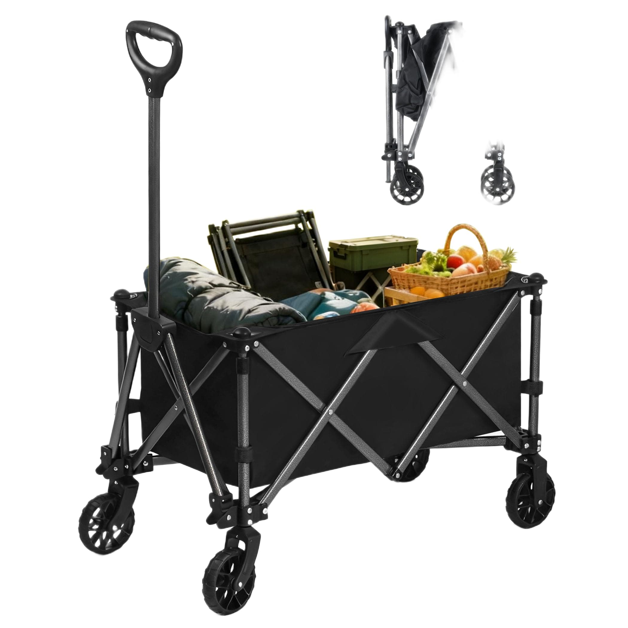 SKY-TOUCH Garden Cart Folding Trolley Cart Outdoor Wagon Collapsible with Removable Fabric Festival Garden Camping Picnic Cart Supports Max 100kg Portable Transport Trailer (Black) on Amazon.ae - Price Tracker