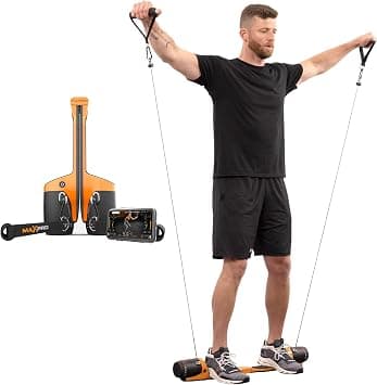MAXPRO: Portable Smart Cable Gym | As Seen on Shark Tank | All-in-One Machine with Bluetooth and Free APP | Exercise Anywhere - Outdoors, Camping, Travel | 5-300lbs Resistance | Sport Orange - Best Deal Finder