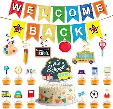 Back to School Banner Decorations Welcome Back to School Banner Garland First Day of School Banner for Kindergarten Preschool Party Classroom Bulletin Board Decorations (C) on Amazon.ae - Price Tracker
