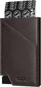 VULKIT Minimalist Slim Wallet for Men Pop Up Card Holder RFID Blocking for with Money Pocket Cash & Credit Cards Dark Brown on Amazon.ae - Price Tracker