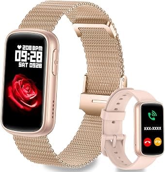 Smart Watches for Women,Fitness Trakcer with Bluetooth Call,Heart Rate/Sleep Monitor/Calories/Blood Pressure,130+ Sports Modes 1.47'' Smartwatch for Android iPhone,IP68 Waterproof,2 Bands,Gold على Amazon.ae - متتبع الأسعار