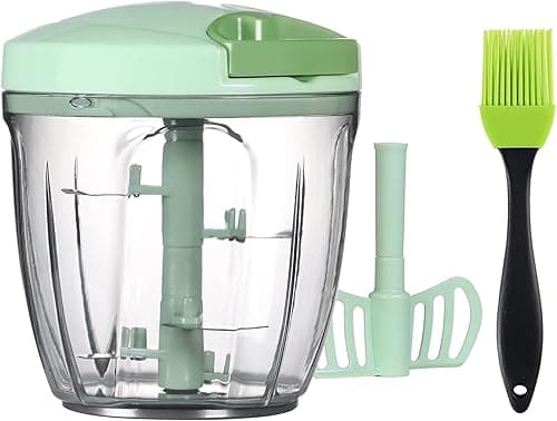 Manual Vegetable Chopper, Pull Hand Blender with 5 Blade Cutter & Silicone Brush & Whisk Frame, Food Processor for Onion, Salad, Garlic, BPA Free, Kitchen Appliance, يدوية خضار فرامة قطاعة بصل (Large) on Amazon.ae - Price Tracker
