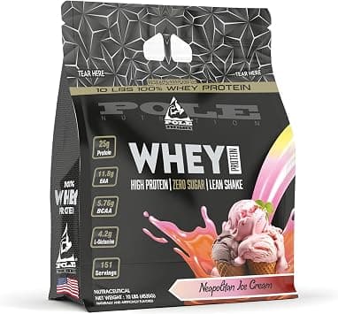 Pole Nutrition Whey Protein | Lean Muscle Shake | High Protein, Zero Sugar | (4535g) | Suppor Recovery & Muscle Growth (10 Lbs, NEPOLITAN ICE CREAM) on Amazon.ae - Price Tracker