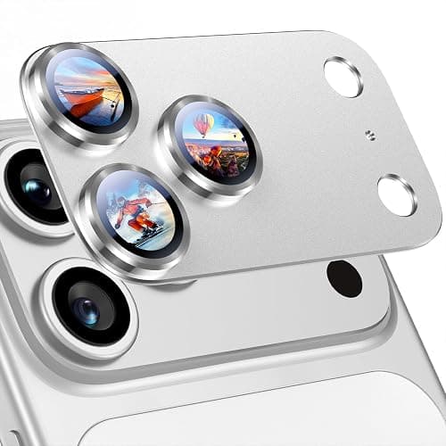 Uyiton Compatible with iPhone 17 Pro Max Camera Lens Protector - [Not Easy to Break][Strong Adsorption][Case-Friendly] Metal Tempered Glass Rear Camera Screen Cover - Silver على Amazon.ae - متتبع الأسعار