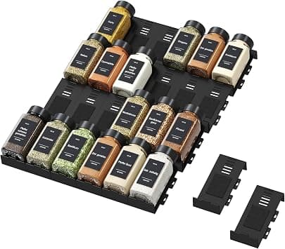 Lifewit Drawer Spice Organizer, 24 Pcs Adjustable Modular Insert Non-slip for Most Drawers, Kitchen Storage Stand, Black على Amazon.ae - متتبع الأسعار