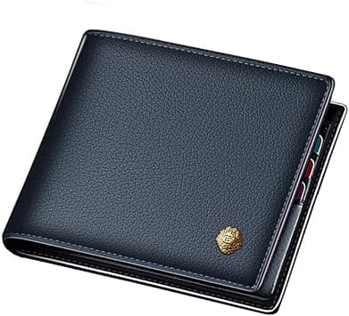 LAORENTOU Men's Wallets Genuine Leather Mens Bifold Wallets with Zipper Coin Pocket Casual Men Purse Slim Wallet, 01 Dark Blue, One_Size, Classic on Amazon.ae - Price Tracker