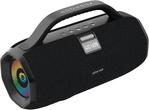 Green Lion BoomBeats Wireless Speaker with Digital Display 6000mAh, BT V5.2, 7H Working Time, FM & Dual Machine TWS Support, IPX6 Waterproof, RGB Lights - Black on Amazon - Best Deal Finder
