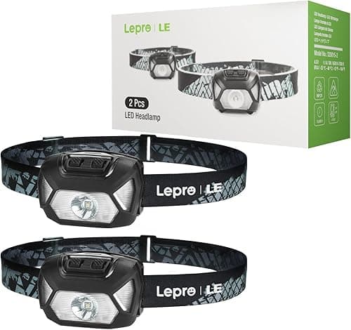 Lepro Headlamp 2-Pack, 1300 Lux Ultra-Light Bright LED Headlights with White Red Light, 6 Modes Battery-Operated Lightweight Waterproof Head Flashlight for Camping Running Cycling Emergency on Amazon.ae - Price Tracker