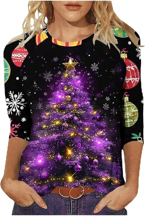 Christmas Tops for Women Rude Christmas Jumper Short Sleeve Blouses Funny Xmas Tree Santa Snowflake Print Blouse Crew Neck Jumper Rude Xmas Casual Tunic Top Casual Holiday Tshirt Top on Amazon.ae - Price Tracker