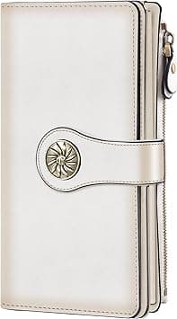 Travelambo Womens RFID Blocking Large Capacity Luxury Waxed Genuine Leather Clutch Wallet Multi Card Organizer ((ReNapa Beige) on Amazon.ae - Price Tracker