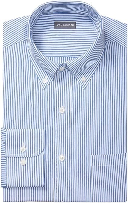 Van Heusen Mens Dress Shirt Regular Fit Pinpoint Stripe Dress Shirt on Amazon.ae - Price Tracker