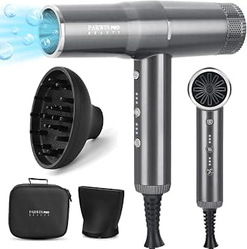 Ionic Hair Dryer and Blow Dryer with Diffuser, PARWIN PRO BEAUTY | 110,000 RPM Brushless Motor, Low-Noise Airflow, Fast Drying, for Women and Men, Home and Travel, Gray - متتبع أسعار Amazon.sa
