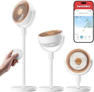 SwitchBot Smart Pedestal Fan, Rechargeable Oscillating Standing Fan for Bedroom, Corded & Cordless, Adjustable Height Floor & Desk Fan, 22dB, Remote & App, Works with Alexa,Google Home,HomeKit,Matter on Amazon.ae - Price Tracker