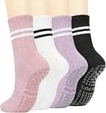 4 Pairs Womens Pilates Socks with Grips Non Slip Yoga Socks Barre Gym Athletic Grippy Socks for Women - Best Deal Finder