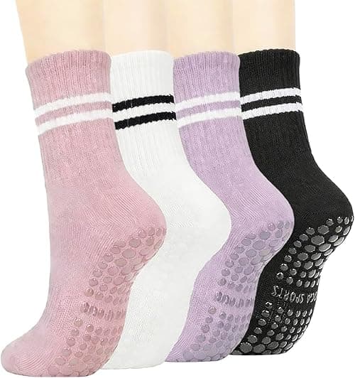 4 Pairs Womens Pilates Socks with Grips Non Slip Yoga Socks Barre Gym Athletic Grippy Socks for Women on Amazon - Best Deal Finder