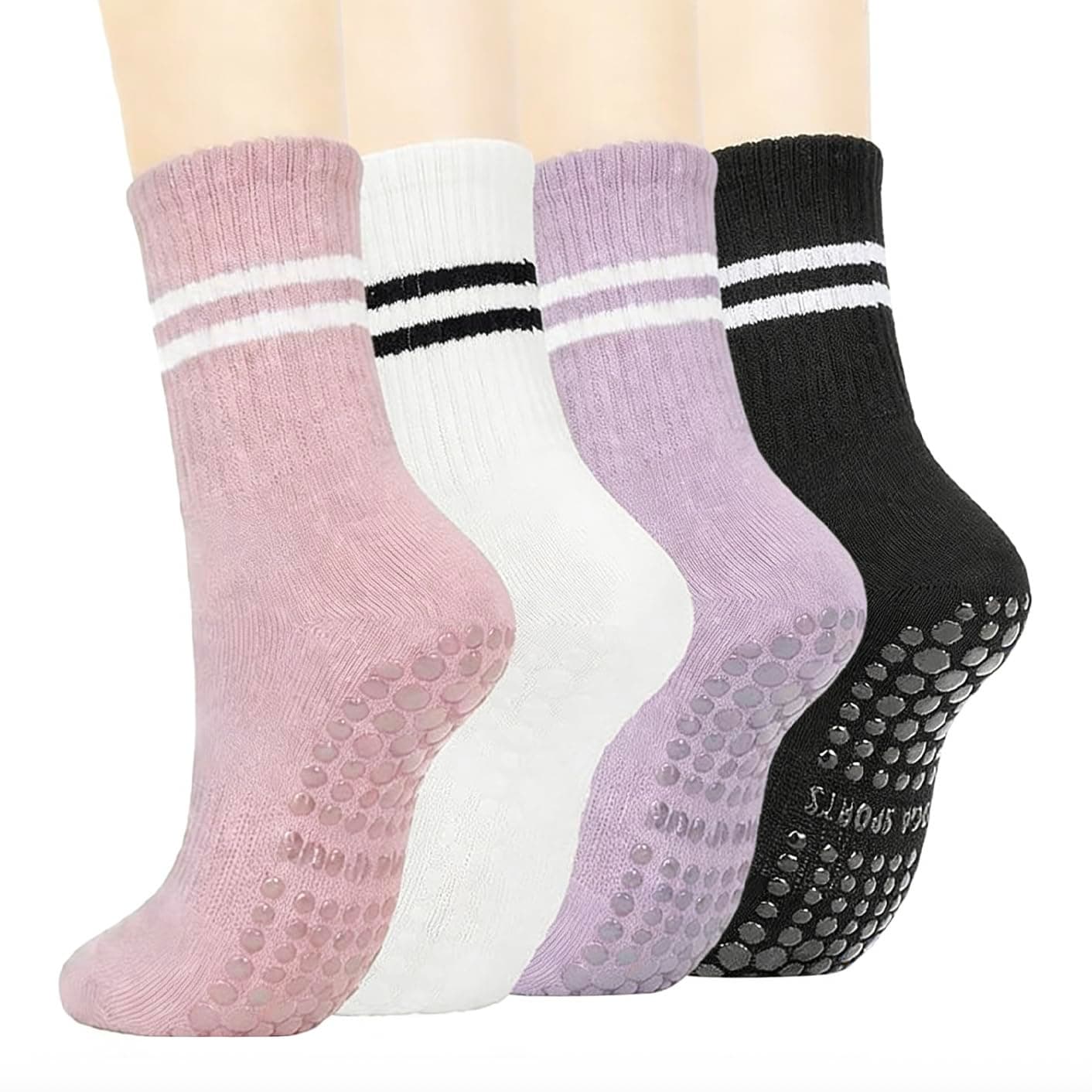 4 Pairs Womens Pilates Socks with Grips Non Slip Yoga Socks Barre Gym Athletic Grippy Socks for Women on Amazon.ae - Price Tracker