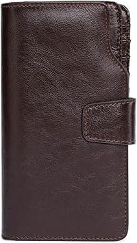 Wallet Male Leather Genuine Vintage Long Clutch Wallets Purse ZipperHasp Men Cell Phone Bags Wallets Card Wallets For Women, (Color : Coffee Wallet) on Amazon.ae - Price Tracker