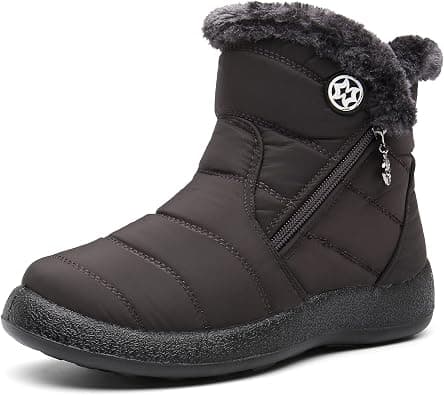 Hsyooes Winter Boots Women's Waterproof Winter Shoes Warm Ankle Boots Winter Snow Depth Lined Short Shaft Boots Non-Slip Slip-On Boots Flat على Amazon.ae - متتبع الأسعار