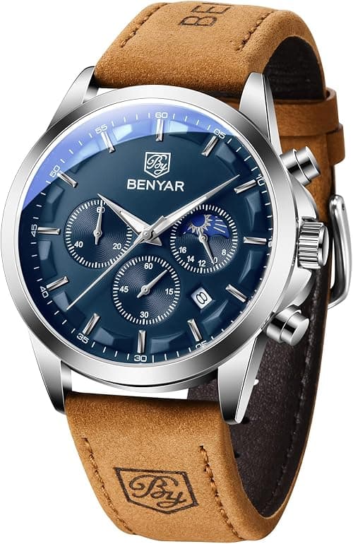 BY BENYAR Mens Watches Multifunction Chronograph Date Quartz Watch for Men Black Analog Wrist Watch Gift for Men Casual Business على Amazon.ae - متتبع الأسعار