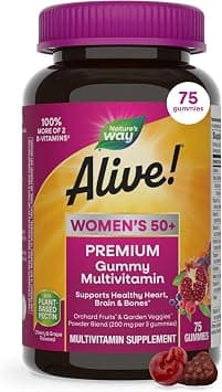 Nature’s Way Alive! Women’s 50+ Premium Gummy Multivitamins, Supports Multiple Body Systems, B-Vitamins, Gluten-Free, Vegetarian, Grape and Cherry Flavored Gummies, 75 Gummies on Amazon.ae - Price Tracker
