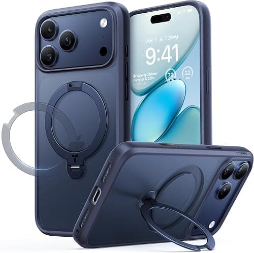 TORRAS Q3 360 Spin for iPhone 17 Pro Case Magnetic Stand, Compatible with Magsafe, Military Grade Protection, Camera Control, Built-in Kickstand 17 Pro Phone Case 6.3'', Deep Blue on Amazon.ae - Price Tracker