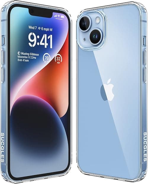 SUCGLES Crystal Clear Designed for iPhone 14 Plus Case, [Non-Yellowing] [10FT Military Grade Protection] Shockproof Slim Phone Case Bumper Thin Cover for Apple iPhone 14plus (Crystal Clear) on Amazon - Best Deal Finder