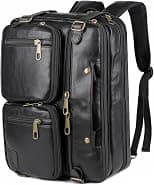 Men Vegan Leather Briefcase Backpack Hybrid 17 Inch Laptop Bag Case Business Messenger bag HB-22 - Best Deal Finder