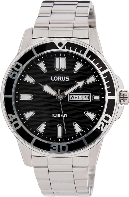 Lorus Men's Analog Quartz Watch with Metal Strap RH355AX9, Black, Modern على Amazon.ae - متتبع الأسعار