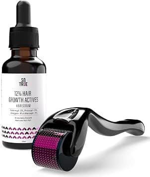 Sotrue Hair Growth Serum with Derma Roller Combo, 0.5 mm With 540 Stainless Steel Needles, Redensyl 3%, Procapil 3%, Anagain 4% and Baicapil 2%, Hair Fall Control Serum For Women & Men, All Hair - Best Deal Finder