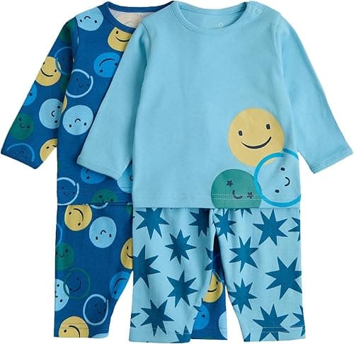 Mothercare Essentials Boys Printed Full Sleeve 4-Piece T-Shirt and Pyjama Set, Blue on Amazon.ae - Price Tracker