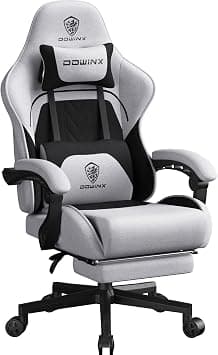 Dowinx Gaming Chair Fabric Big and Tall with Pocket Spring Cushion, Massage Game Chair Cloth with Headrest, Ergonomic Computer Chair with Footrest 350LBS, Black Grey on Amazon.ae - Price Tracker