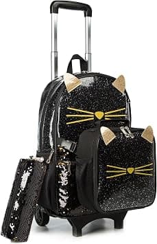 School Bags Kids Rolling Backpack for Girls Kids Luggage Kids Suitcase With Wheels Trolley Wheeled Backpacks for Girls Travel Bags 3PCS Girls Cat Backpack With Lunch for kids Black Bags on Amazon.ae - Price Tracker