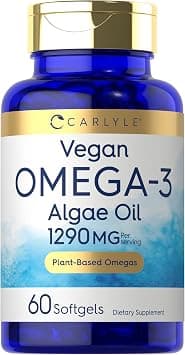 Carlyle Vegan Omega 3 Supplement | 1290mg | 60 Softgels | Plant-Based | Non-GMO & Gluten Free | Algae Oil على Amazon.ae - متتبع الأسعار