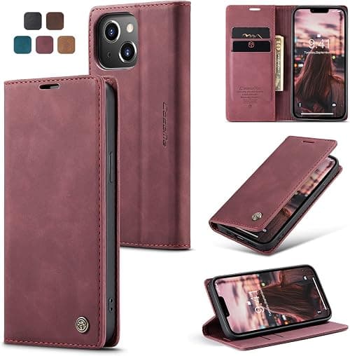 ELEPIK for iPhone 15 Plus Case with Card Holder, Kickstand [2 Card Holder + 1 Cash Slot] [for Women & Men] [Durable PU Leather] Magnetic Wallet Phone Cover for iPhone 15 Plus, Elegant Red on Amazon.ae - Price Tracker