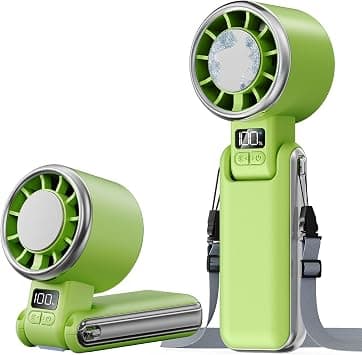 SHEWIND Portable Handheld Fan with Ice Cooling - 5 Gear High Speed Turbo Personal Fan Rechargeable, Up to 11 Hrs, Mini Hand Fans for Travel Essentials, Beach Vacation, Gifts for Women, Men (Green) on Amazon.ae - Price Tracker