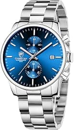 GOLDEN HOUR Fashion Business Mens Watches with Stainless Steel Waterproof Chronograph Quartz Watch for Men, Auto Date - Best Deal Finder