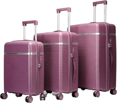 BRITISH TRAVELLER 3-Piece Polypropylene Luggage Set | Suitcases with Phone Holder, 360° Spinner Wheels, TSA Lock & Telescopic Handle | Durable Water & Scratch Resistant Hard Shell (Purple) on Amazon - Best Deal Finder