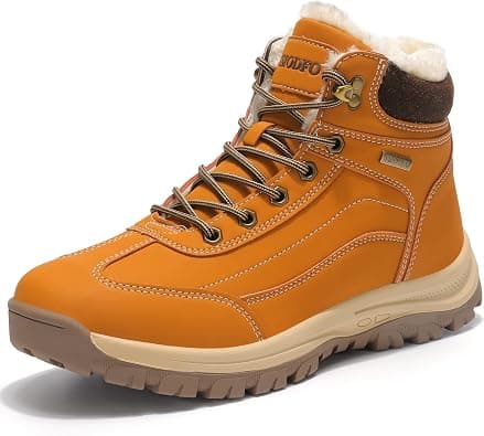SKDOIUL Mens Winter Snow Boots Leather Ankle Walking Shoes with Warm Fur on Amazon.ae - Price Tracker