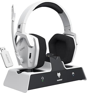NUBWO G06 Pro Wireless Gaming Headset with Controller Charging Station for PS5-23ms Low Latency Audio - 100 Hours Playtime - 50mm Driver (White) on Amazon - Best Deal Finder